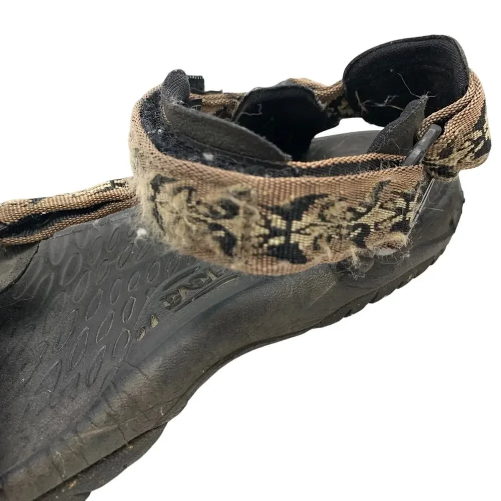 Teva 6575 Brown Black Sport Sandals Shoes Fisherman Dad Shoes Hiking Caming 10